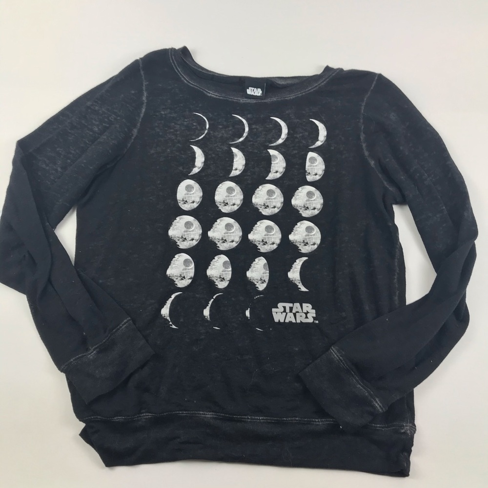Star Wars L long sleeve eclipse black burnout top
